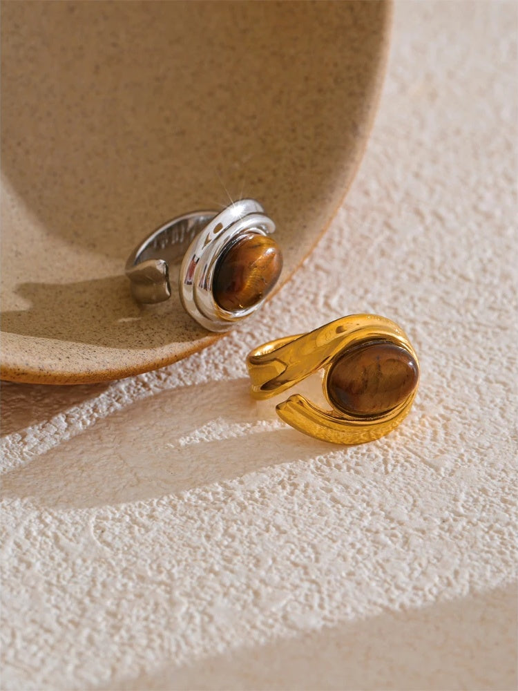 Natural tiger stone modern finger ring - product image
