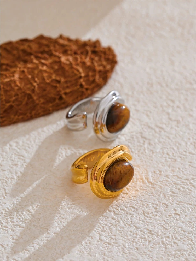Natural tiger stone modern finger ring - product image