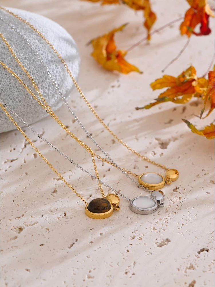 Natural tiger stone shell pendant necklace - product image