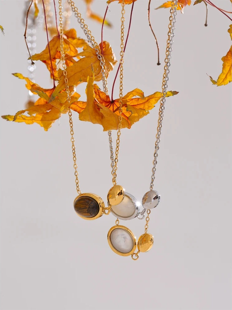 Natural tiger stone shell pendant necklace - product image