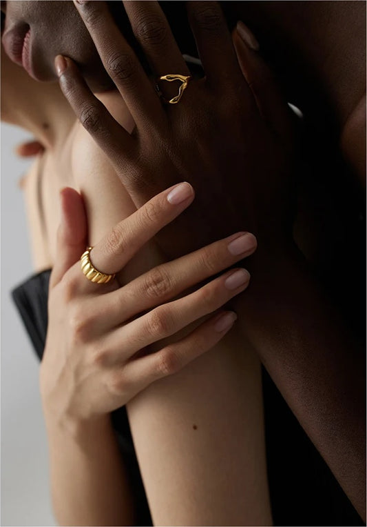 New design metallic 18k pvd plated opening ring - product image