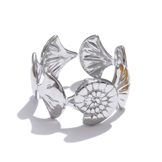 Ocean shell conch open adjustable ring - product image