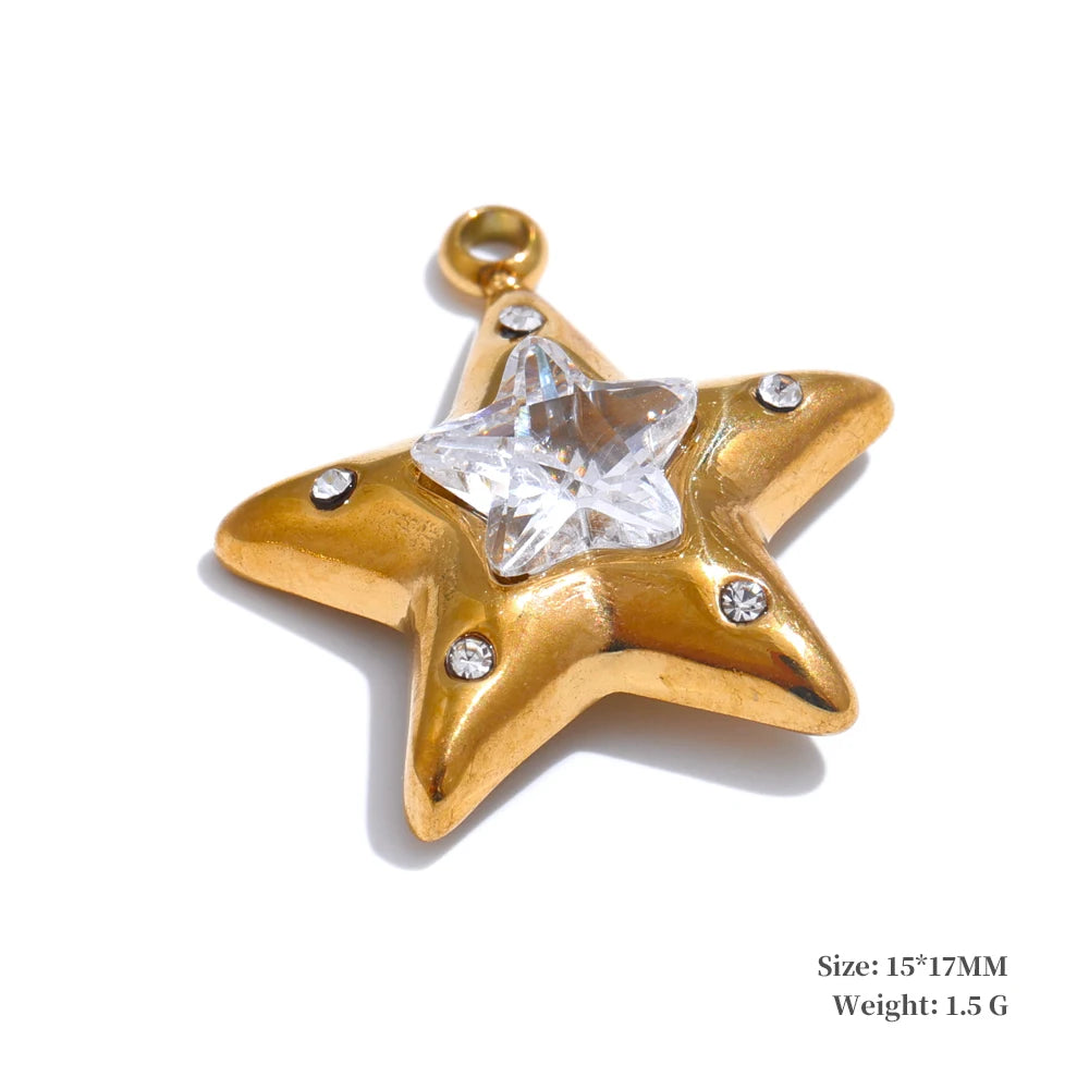 Ocean shell starfish seahorse charm necklace - product image