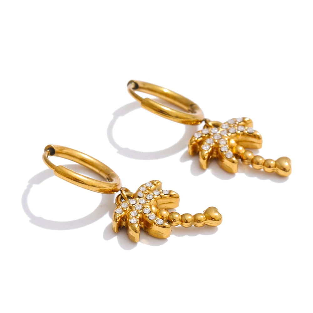Ocean starfish crab octopus hoop earrings - product image