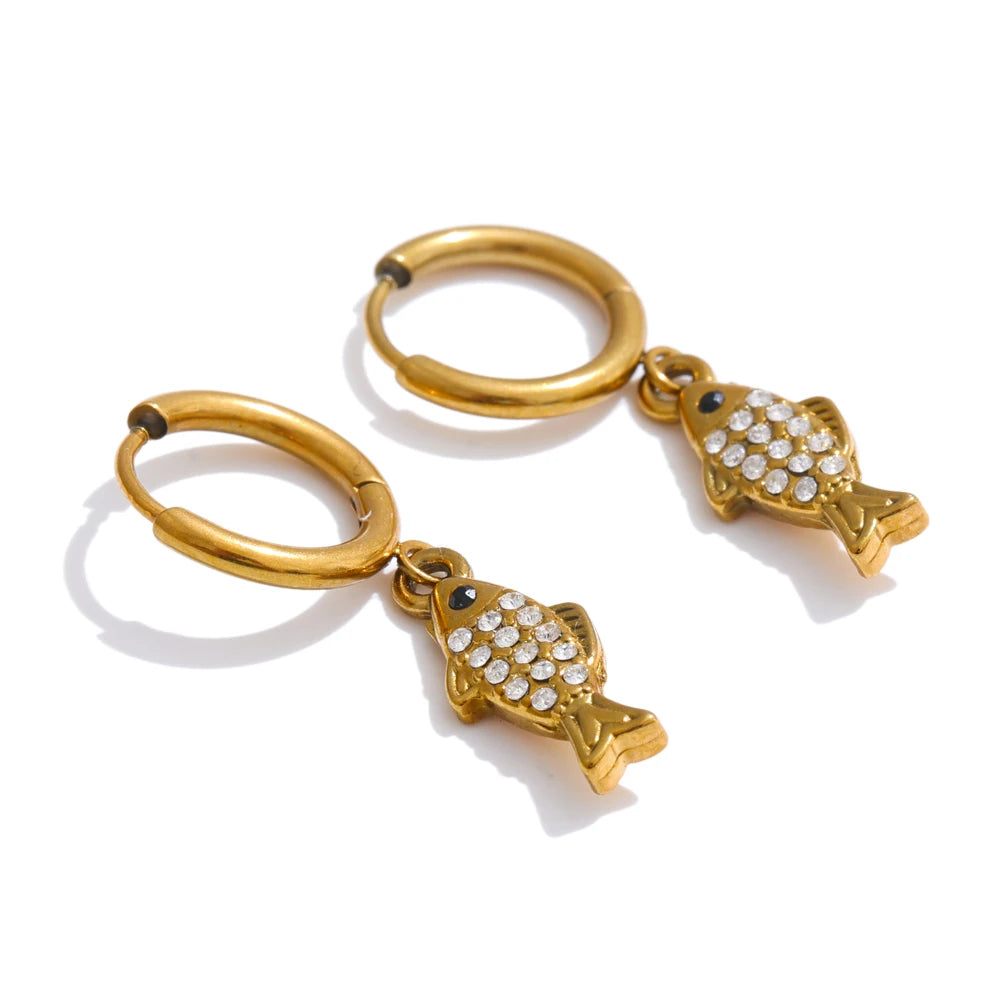 Ocean starfish crab octopus hoop earrings - product image