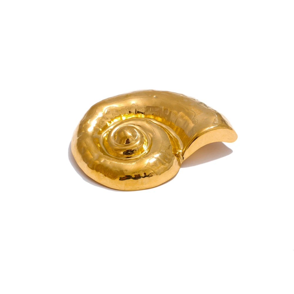 Ocean style metal conch brooch pin - product image