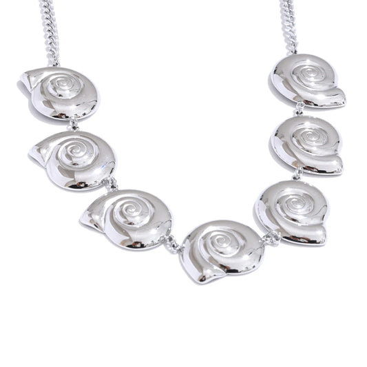 Ocean style metal shell chain necklace - product image