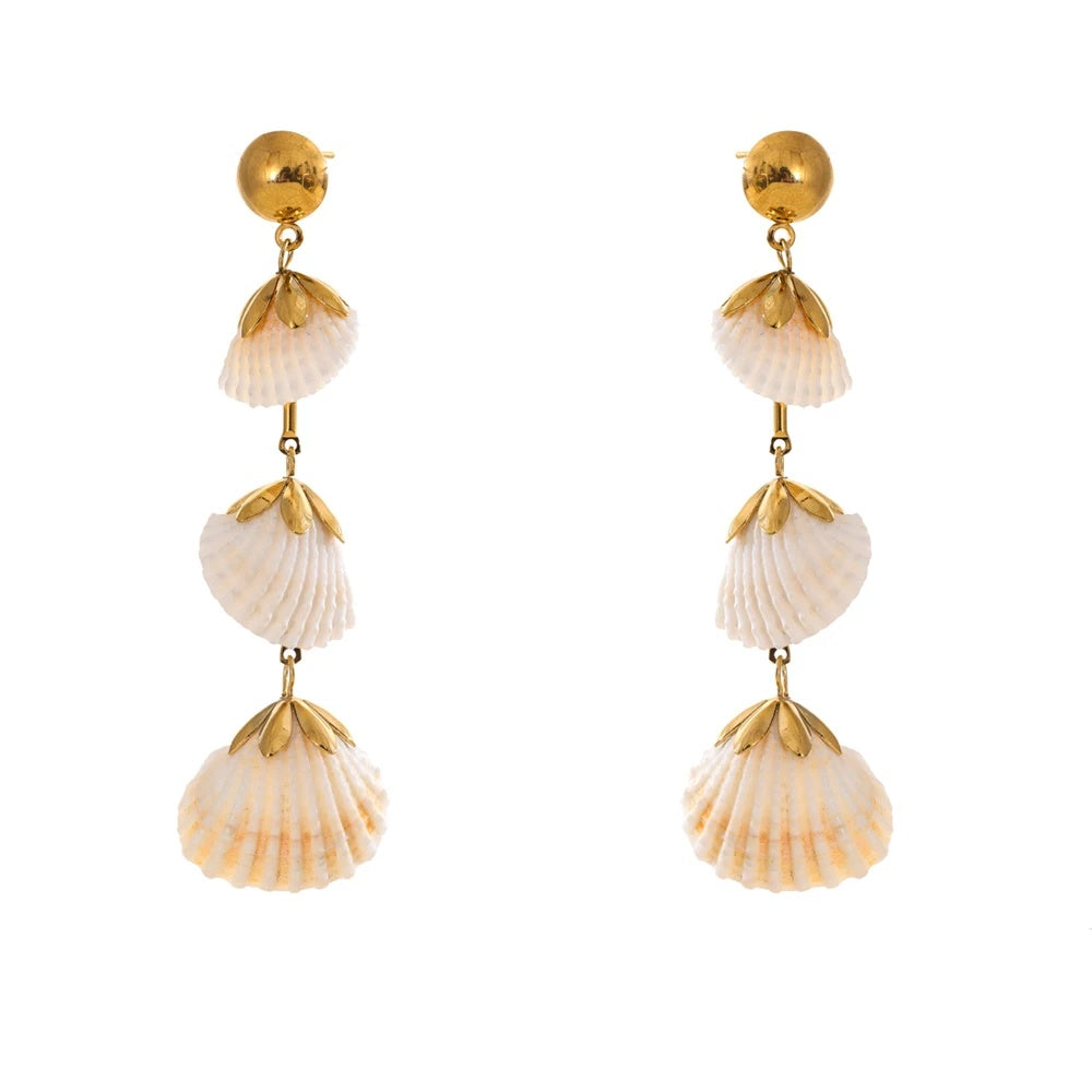 Ocean style shell long hanging drop earrings - product image