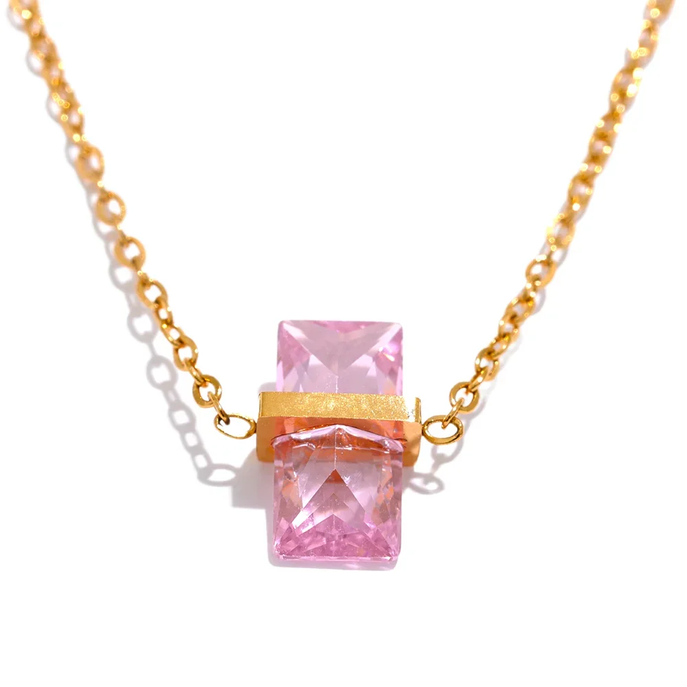 Olive green cubic zirconia minimalist pendant necklace - product image