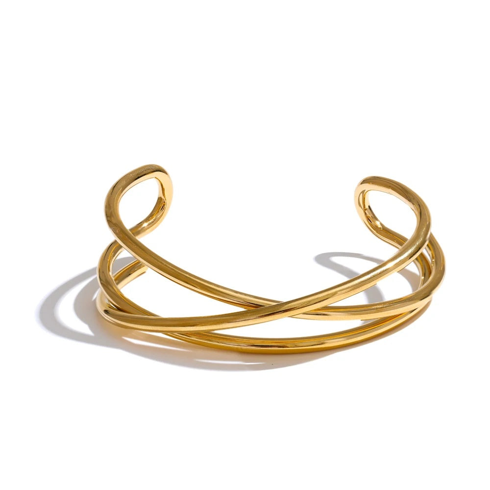 Open hollow line contemporary cuff bracelet - product image