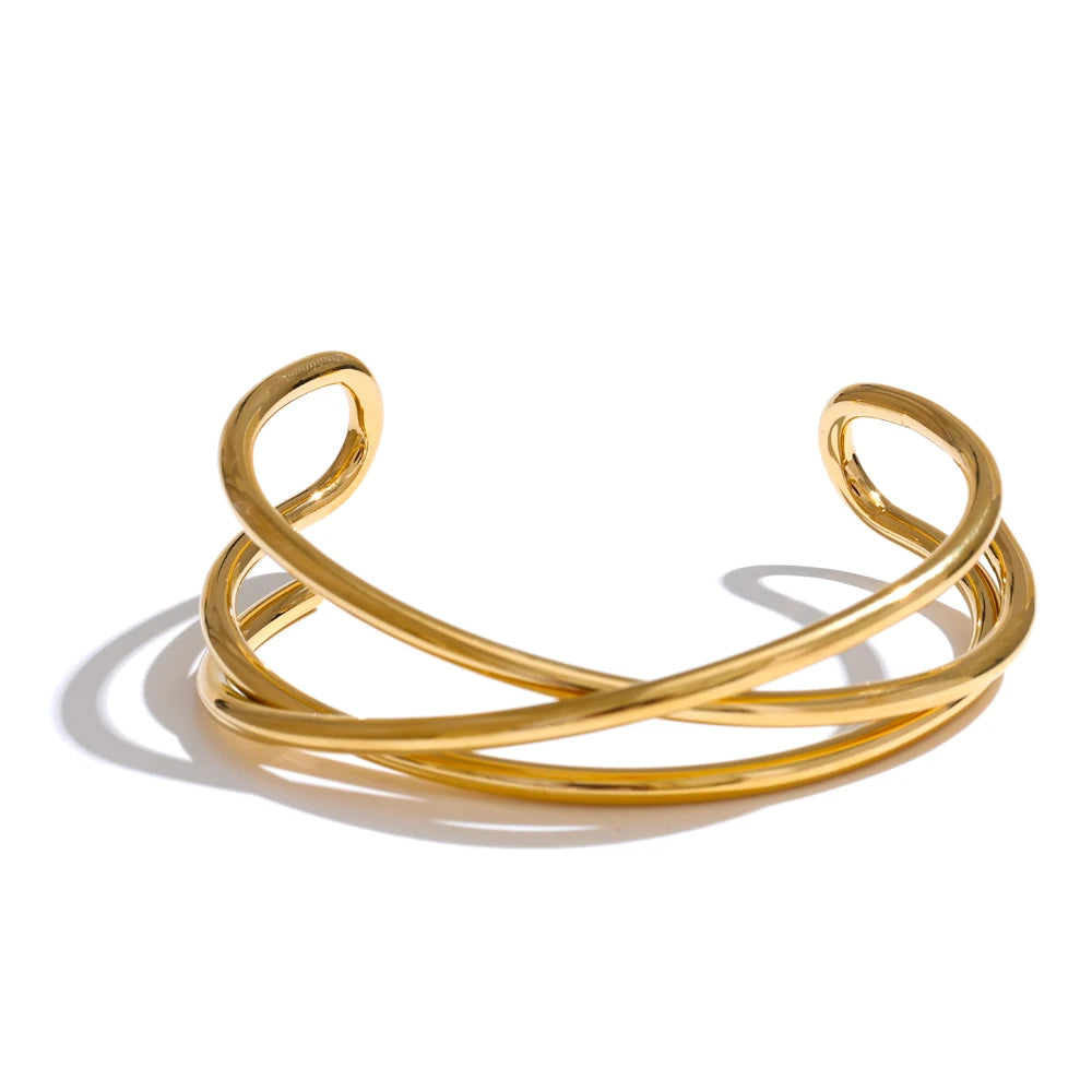 Open hollow line contemporary cuff bracelet - product image
