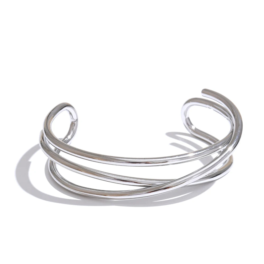 Open hollow line contemporary cuff bracelet - product image