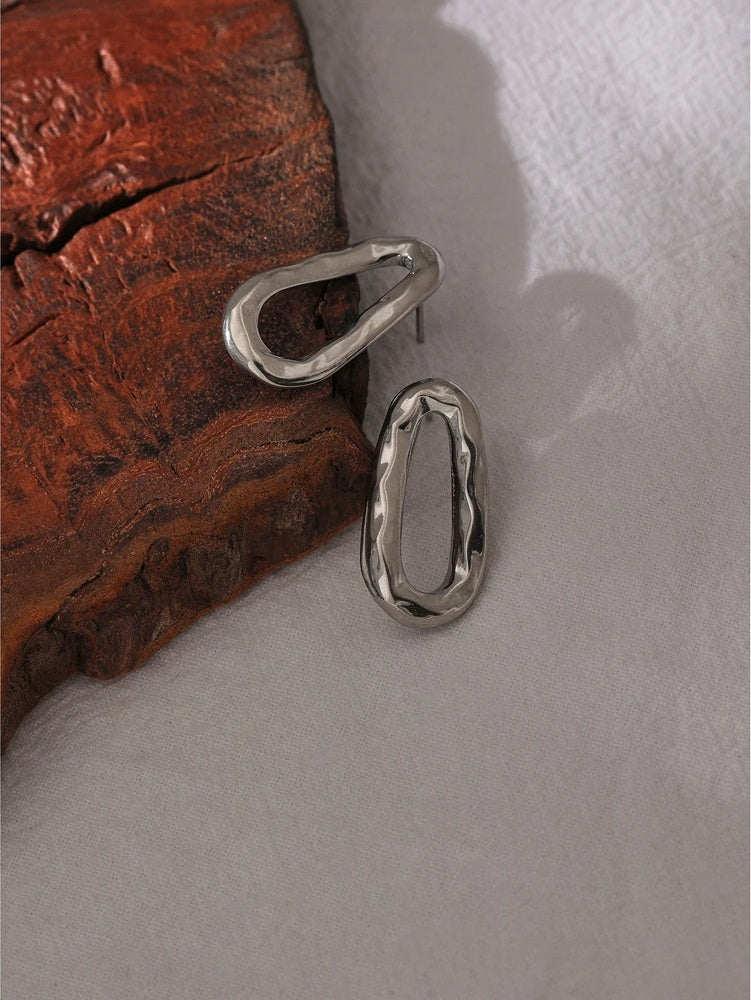 Oval abstract push-back stud earrings - product image