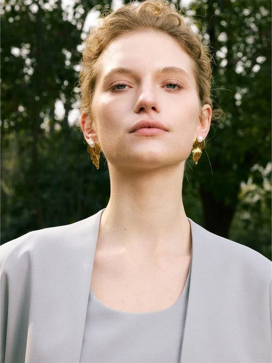Pearl abstract gold silver color stud earrings - product image