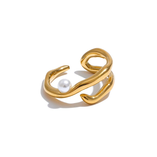 Pearls contemporary open chic ring - product image