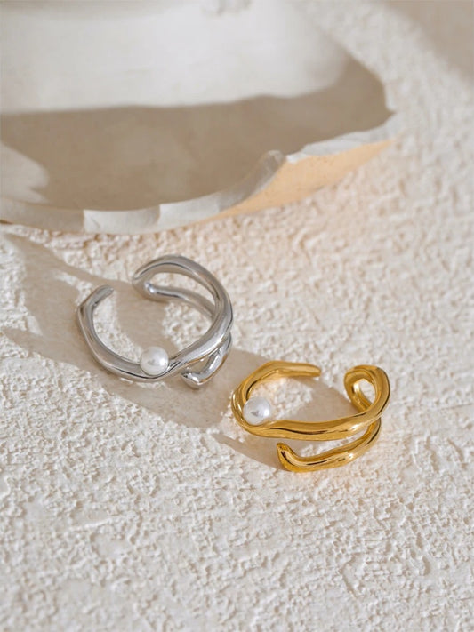 Pearls contemporary open chic ring - product image