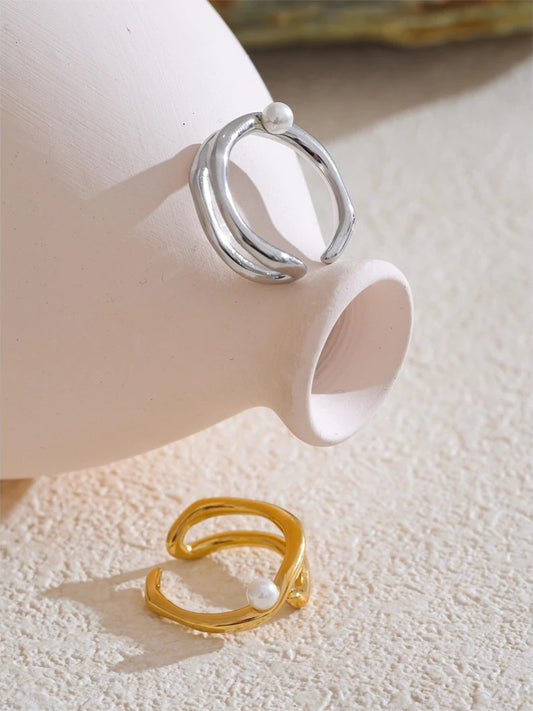 Pearls contemporary open chic ring - product image