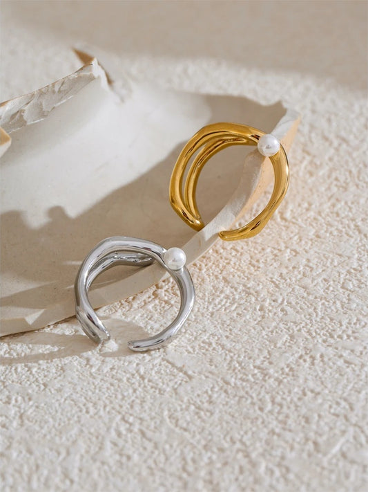 Pearls contemporary open chic ring - product image