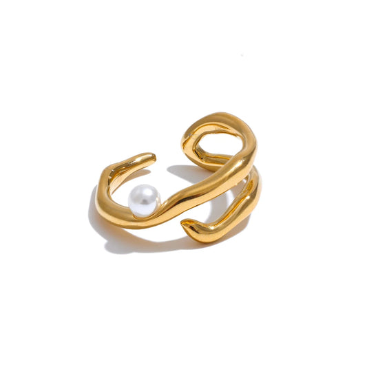Pearls contemporary open chic ring - product image