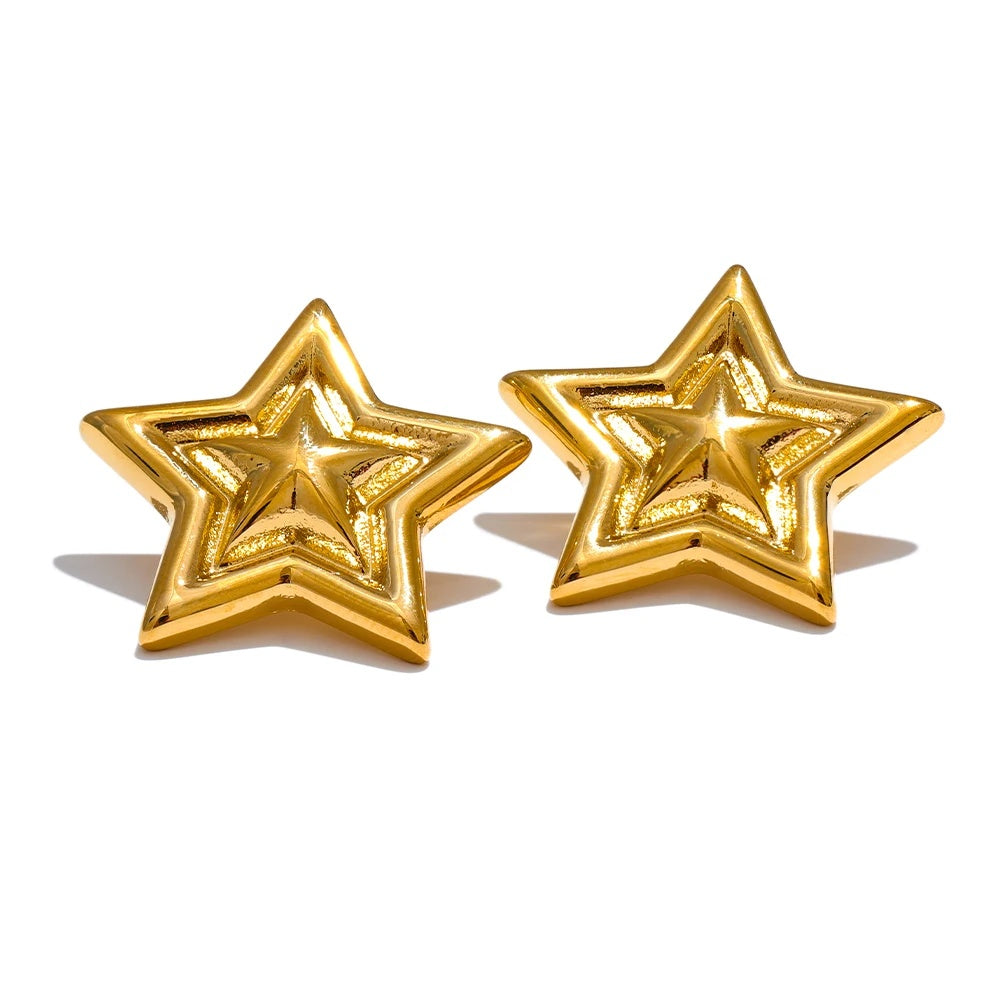 Pentagram star stripe stud earrings - product image