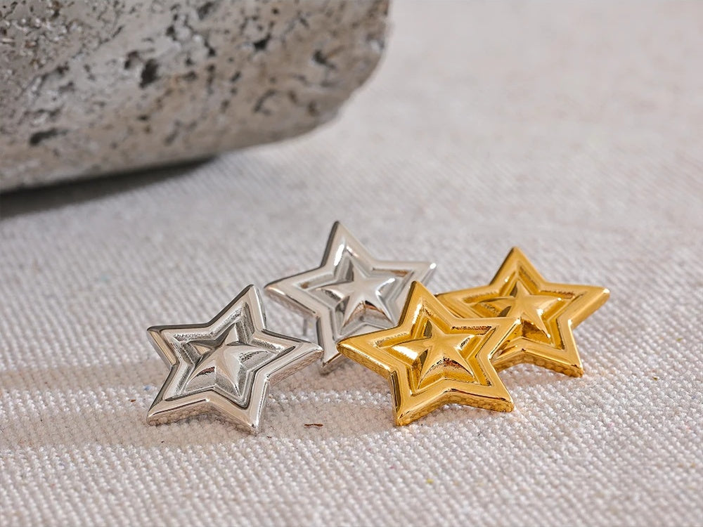 Pentagram star stripe stud earrings - product image