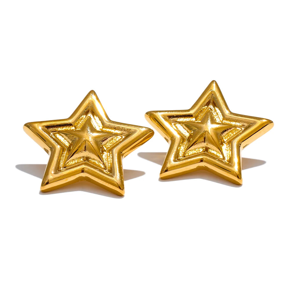 Pentagram star stripe stud earrings - product image