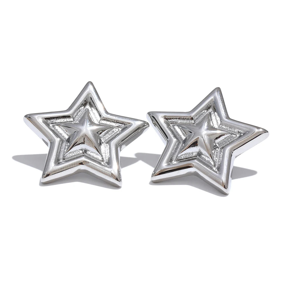 Pentagram star stripe stud earrings - product image