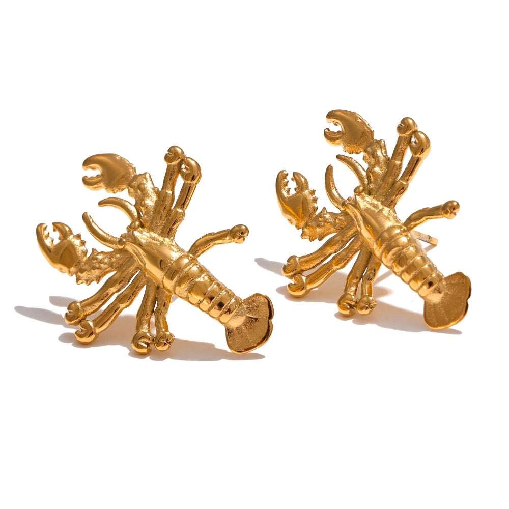 Personalized metal crayfish stud earrings - product image
