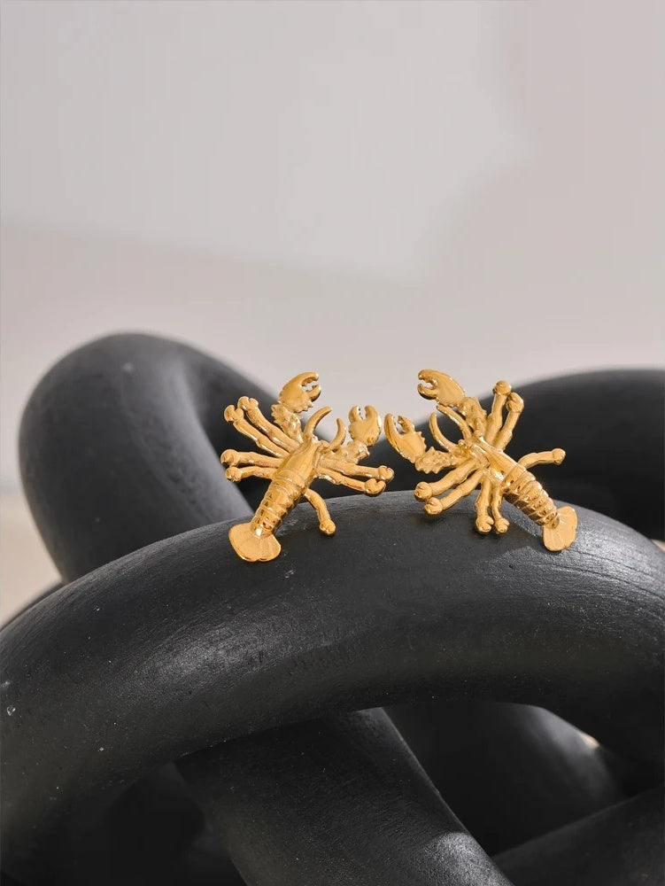 Personalized metal crayfish stud earrings - product image
