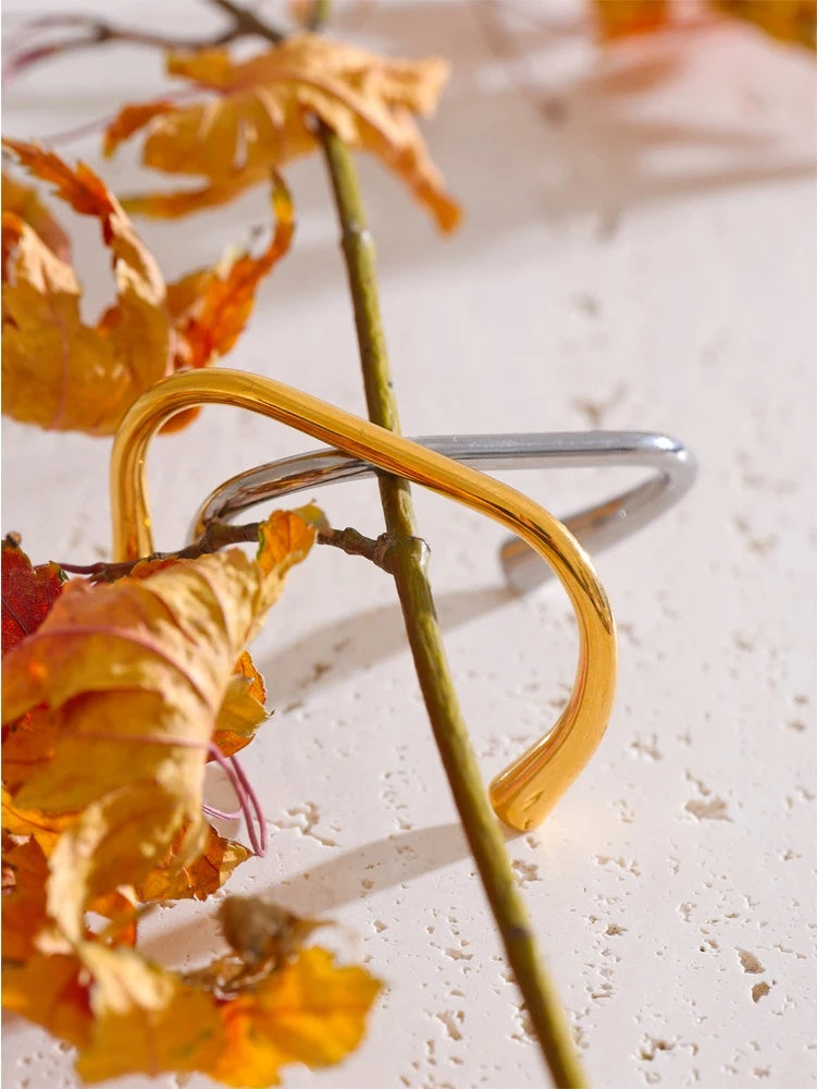 Personalized two finger modern open ring - product image