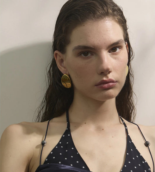 Polished abstract big stud earrings - product image