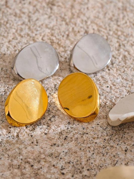 Polished abstract big stud earrings - product image