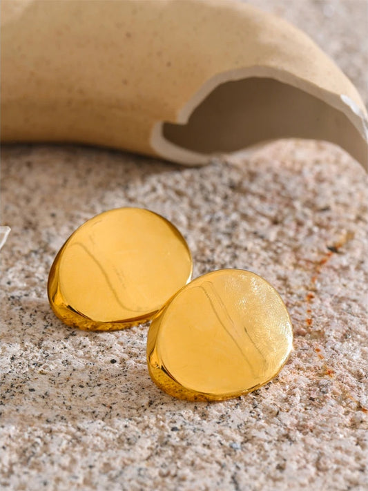 Polished abstract big stud earrings - product image