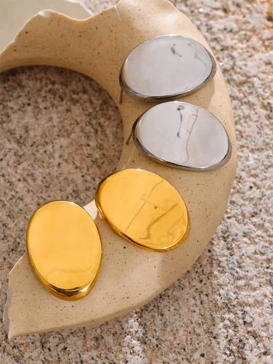 Polished abstract big stud earrings - product image