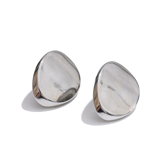 Polished abstract big stud earrings - product image