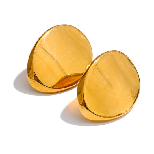 Polished abstract big stud earrings - product image