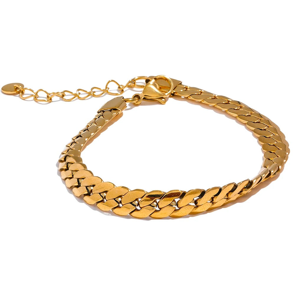 Polished delicate snake chain bracelet - product image