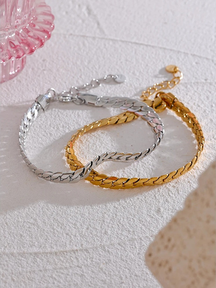 Polished delicate snake chain bracelet - product image
