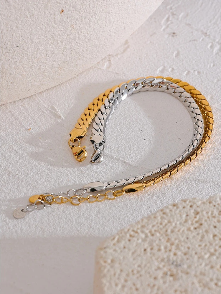 Polished delicate snake chain bracelet - product image