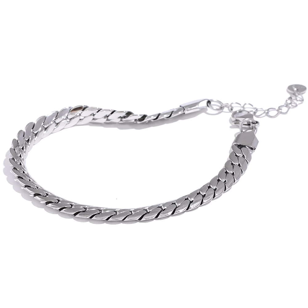 Polished delicate snake chain bracelet - product image