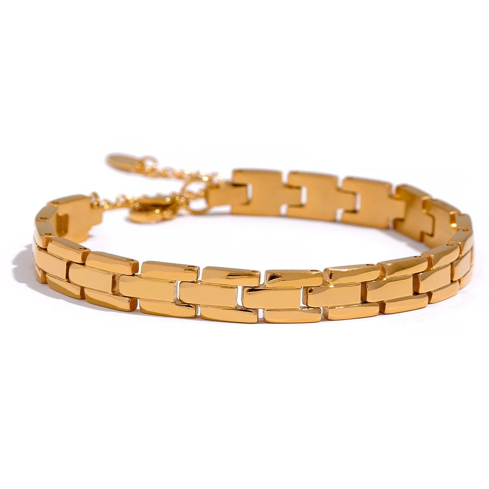 Polished link chain adjustable charm bracelet - product image