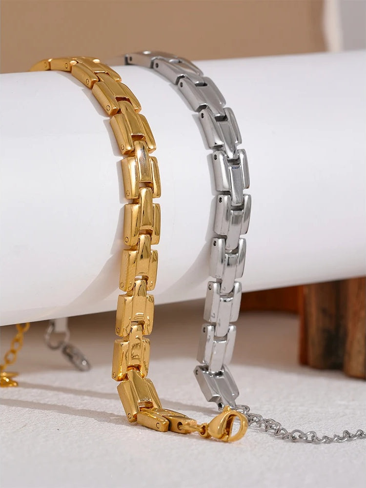 Polished link chain adjustable charm bracelet - product image