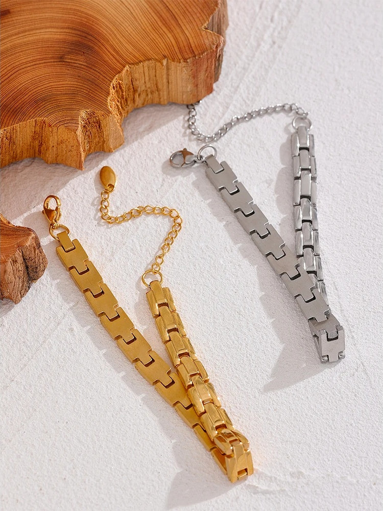 Polished link chain adjustable charm bracelet - product image