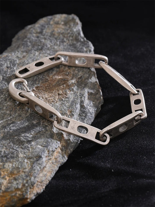 Punk hip hop vintage silver color chain bracelet - product image
