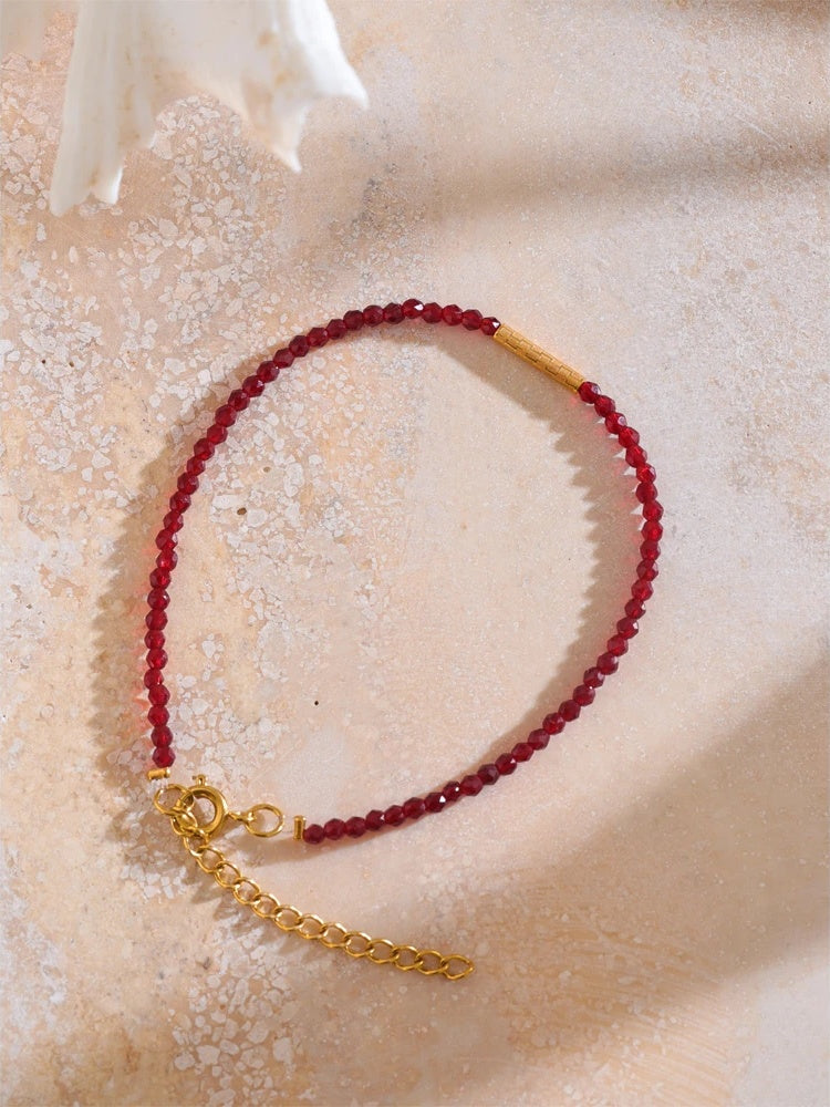 Red crystal thin contemporary charm link chain bracelet - product image