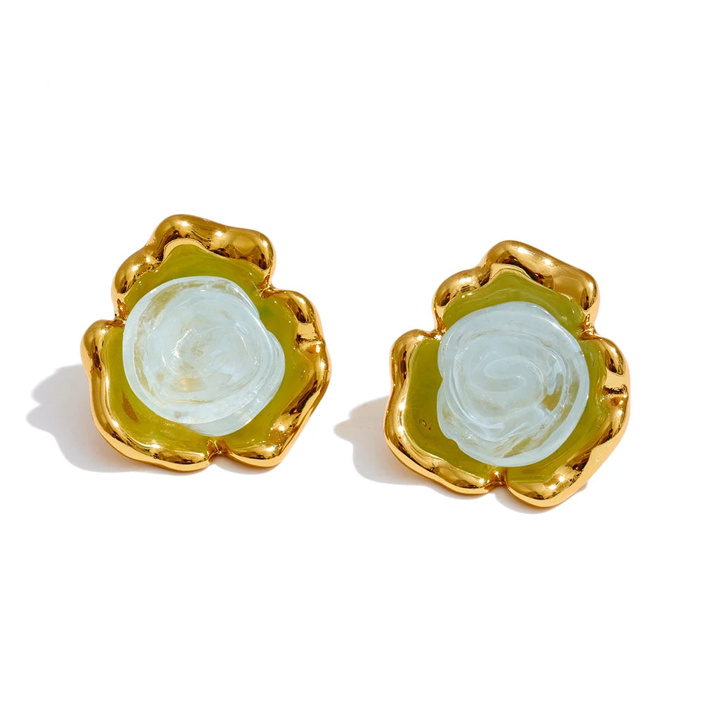 Resin acrylic flower colorful stud earrings - product image