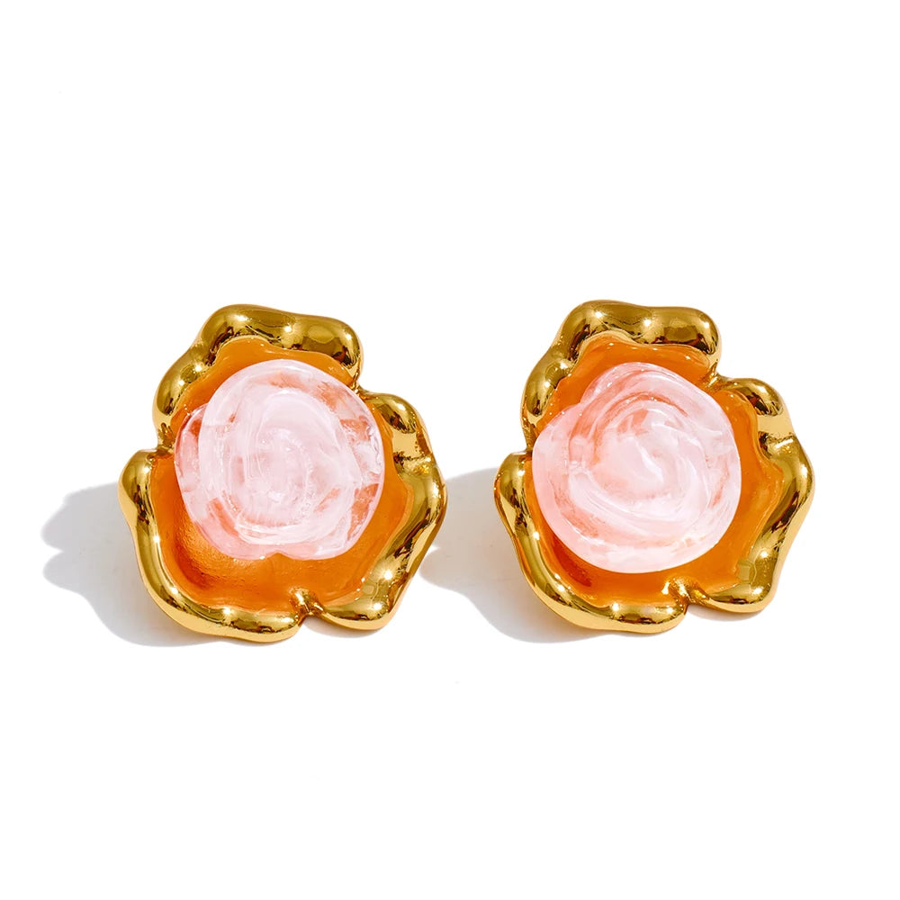 Resin acrylic flower colorful stud earrings - product image
