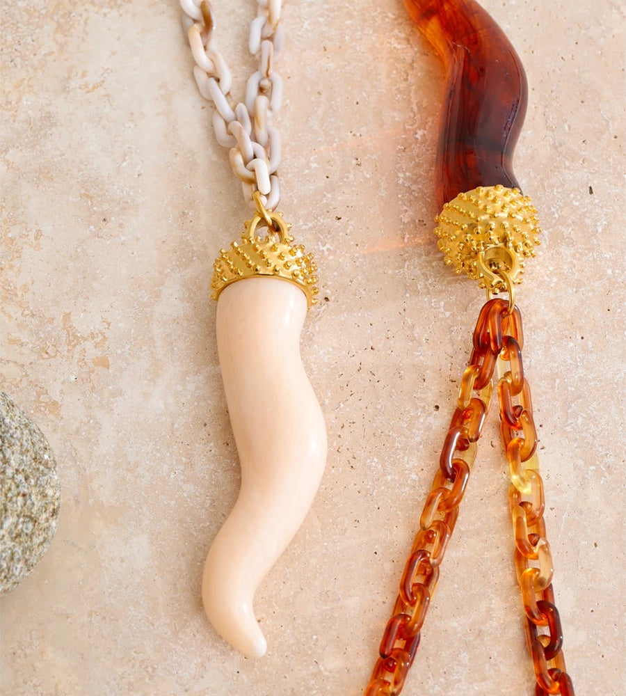 Resin chain chili pendant handmade necklace - product image
