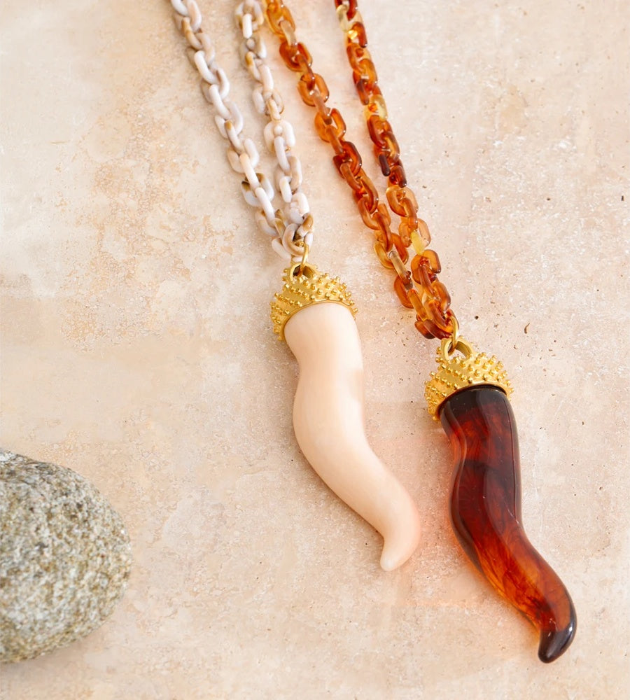 Resin chain chili pendant handmade necklace - product image