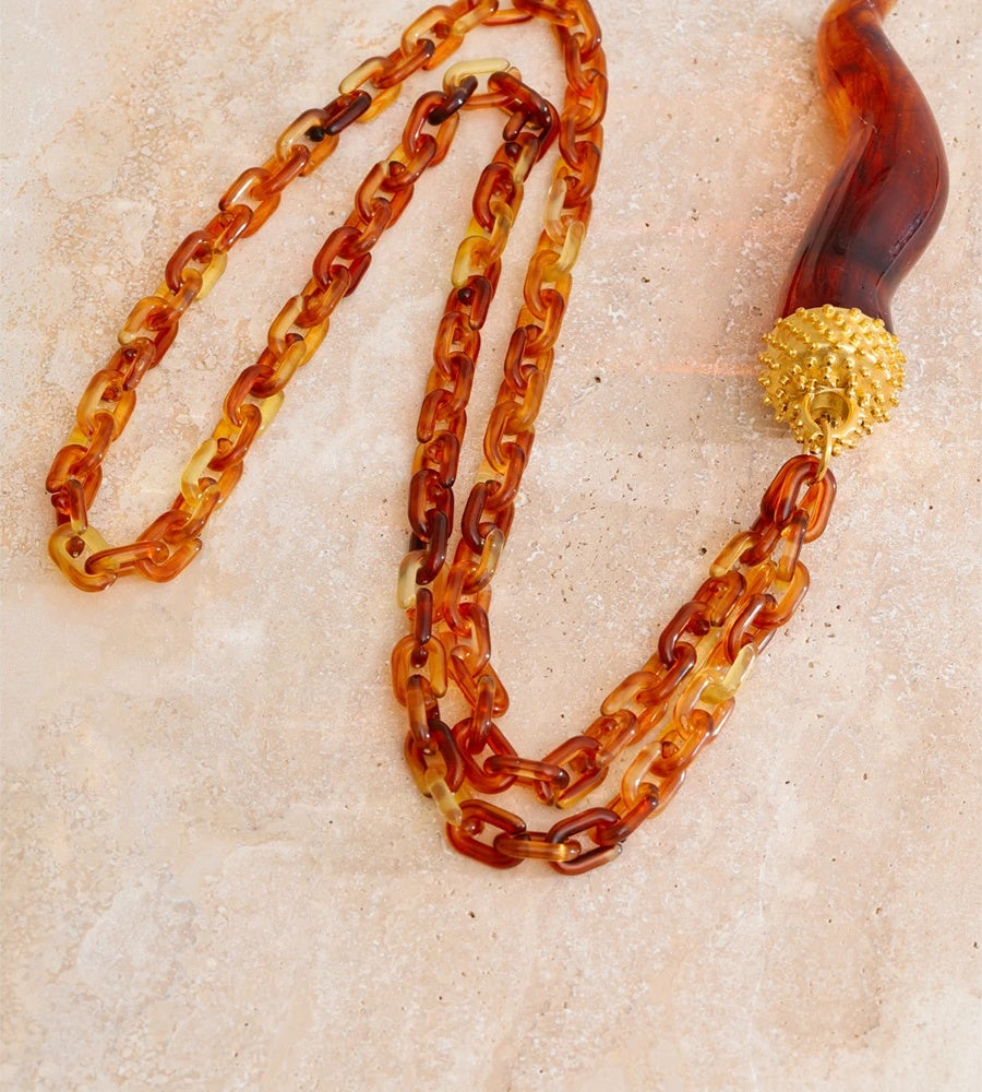 Resin chain chili pendant handmade necklace - product image